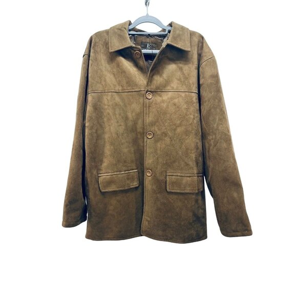 Emporio Fashion Men's Faux Suede Leather Jacket Camel Brown Size XL New - Picture 2 of 9